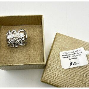 Sarda Sterling Silver Ring Wide Band 925 Bali Scroll Hammered size 8.5 JTV